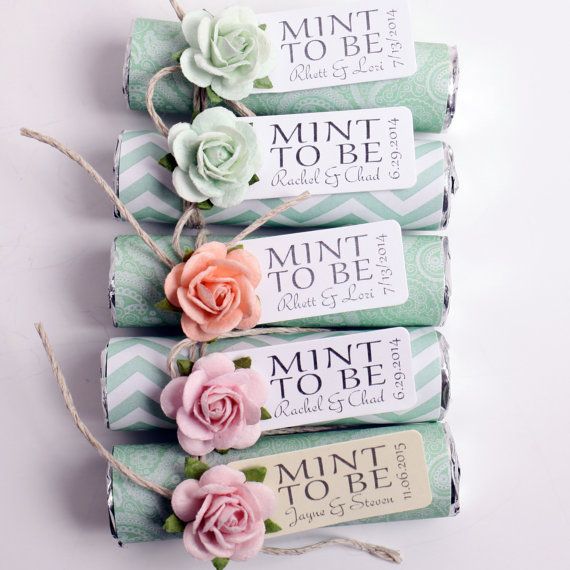 Mariage - Mint Wedding Favors - Set Of 100 Mint Rolls - "Mint To Be" Favors With Personalized Tag - Mint, Mint Green, Pale Pink, Mint Favors