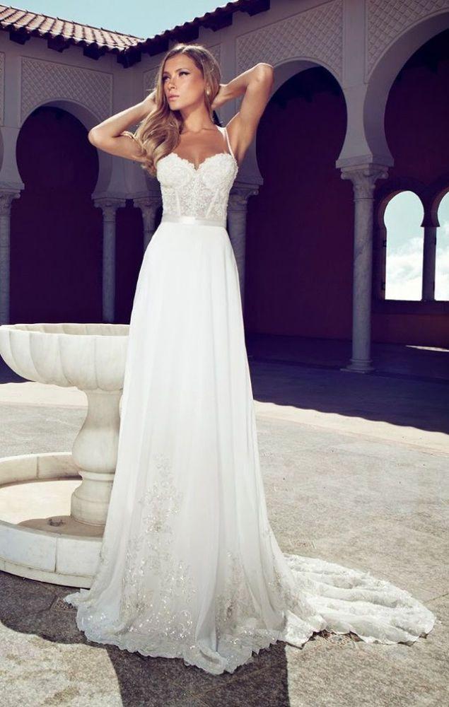 زفاف - Sexy Corset Bodice Formal Wedding Dress A Line White Ivory Bead Lace Bridal Gown