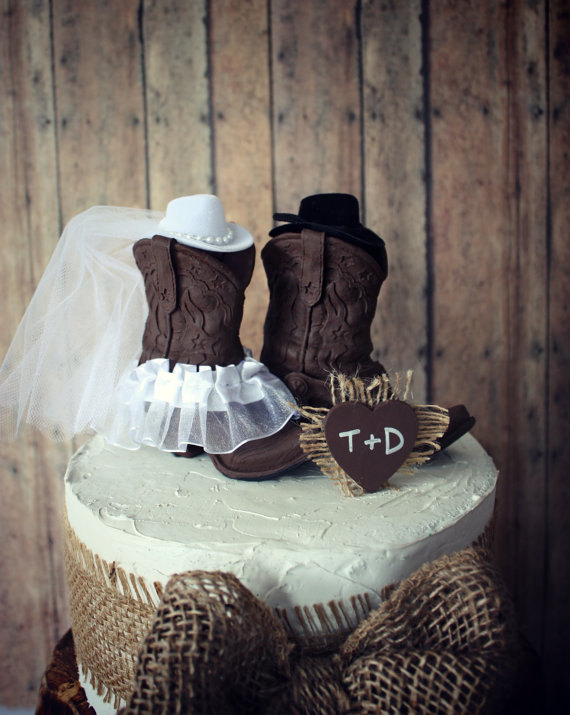 Wedding - cowboy boots-cowgirl boots-wedding cake topper-western wedding-country western-rustic wedding cake topper-rustic wedding