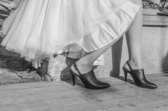 Свадьба - New! Black High Heel wedding shoes - high heel mule slingback shoes- bridesmaids heel shoes - Handmade by ImeldaShoes