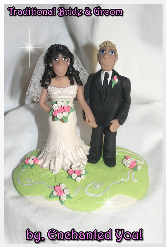 Hochzeit - Traditional Personalized Wedding Cake Topper  Enchanted You