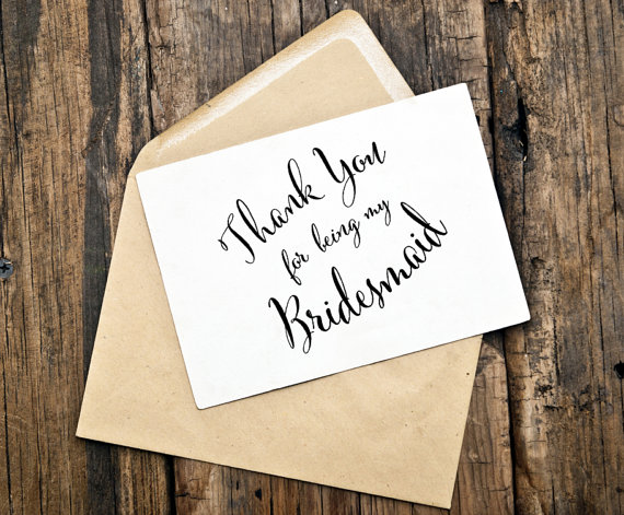 Mariage - Bridesmaid Thank You Card, Thank You for being my Bridesmaid, Maid of Honor, Flower Girl, Groomsmen, Best Man