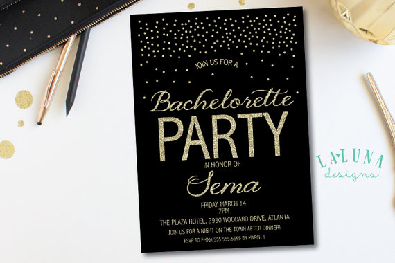 Hochzeit - Bachelorette Invitation, Glitter Bachelorette Invitation, Hens Party Invitation, Bachelorette Invite