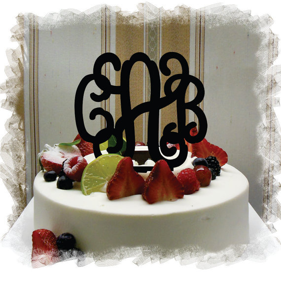 Свадьба - Monogram Wedding Cake Topper - 5"or 6" Beautiful  Vine Monogram Cake Topper ( Special Custom Made Initial Wedding Topper )