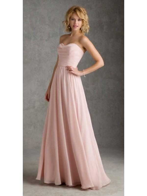 Wedding - A line Strapless Chiffon Pink Bridesmaid DressesSKU: BM000181-ML