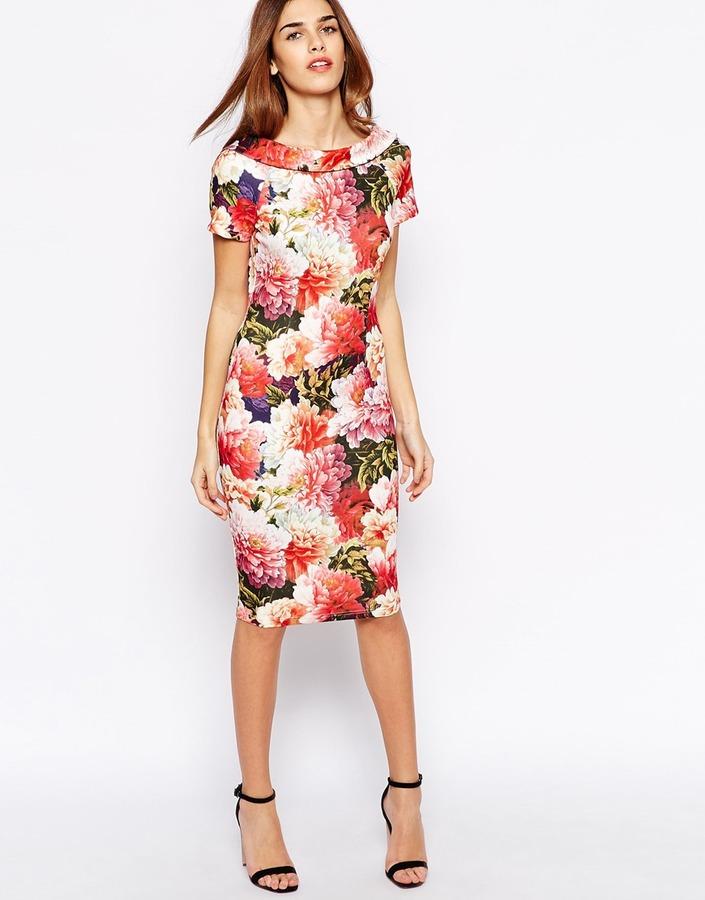 Mariage - Paper Dolls Pencil Dress in Large Bloom
