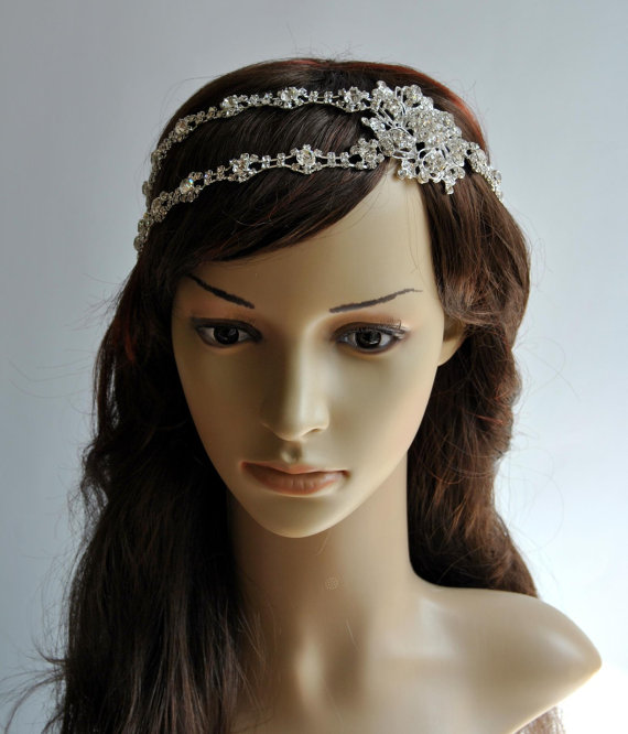 Свадьба - Gorgeous 1920's rhinestone flapper headband,1920s wedding Gatsby rhinestones flapper Headpiece headband, Bridal Rhinestone headpiece