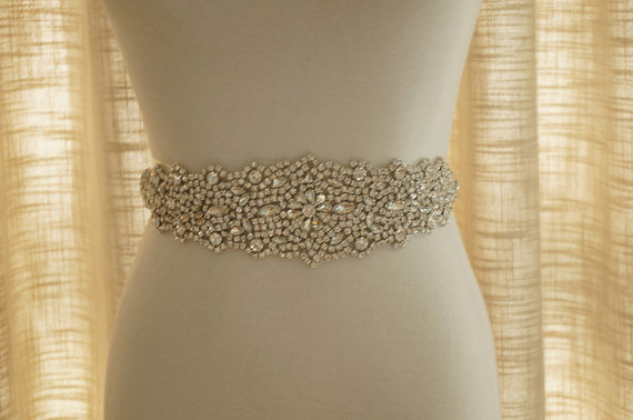 Hochzeit - crystal applique rhinestone, beaded applique,for rhinestone headband, cyrstal bridal sash, wedding belt