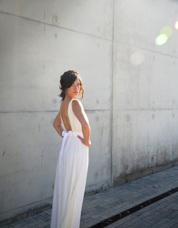 Mariage - Backless wedding dress , simple wedding dress ,with lace