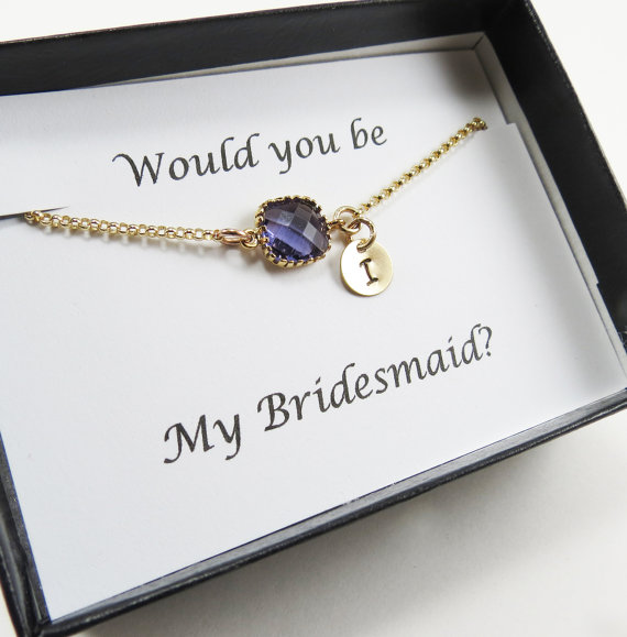 Hochzeit - Crystal Amethyst Bracelet, Bridal Bracelet, Bridal Jewelry,Gold Filled, Wedding Gift, Bridesmaids Jewelry,Bridesmaids Bracelets Gifts