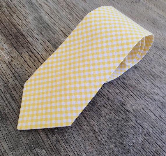 Свадьба - Men's Yellow Tie - Yellow Wedding - Men's Groomsmen's Ties - Yellow and White Neck tie - Yellow Wedding Tie