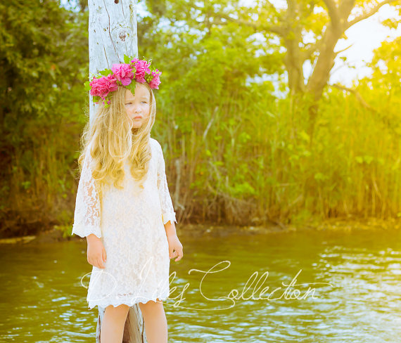 Wedding - Chloe flower girl dress ivory flower girl dress girls lace dress lace dress toddler lace dress boho flower girl dress flower girl dress lace