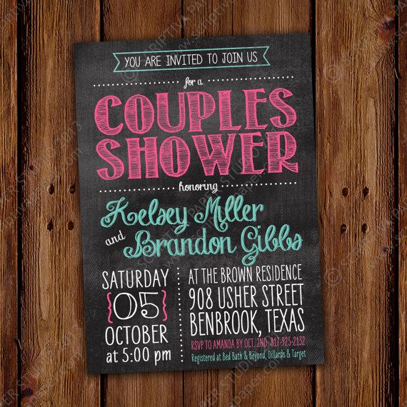 Hochzeit - Chalkboard Couples Shower Invitation - Printable File or Printed Invitations