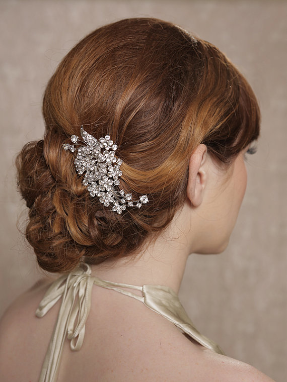 Hochzeit - Silver Crystal Hair Piece, Bridal Hair Comb, Bridal Hair Clip, Wedding Headpiece, Crystal Rhinestone Bridal Hair Accessories - Ready to Ship