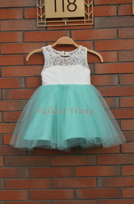 زفاف - Lovely Ivory Lace Mint Green Tulle Flower Girl Dress Wedding Baby Girls Dress Rustic Baby Birthday Dress Knee Length