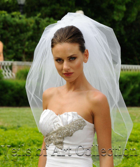 Свадьба - 3T Bubble Elbow Bridal Wedding Veil Cut Edge VE308 white ivory