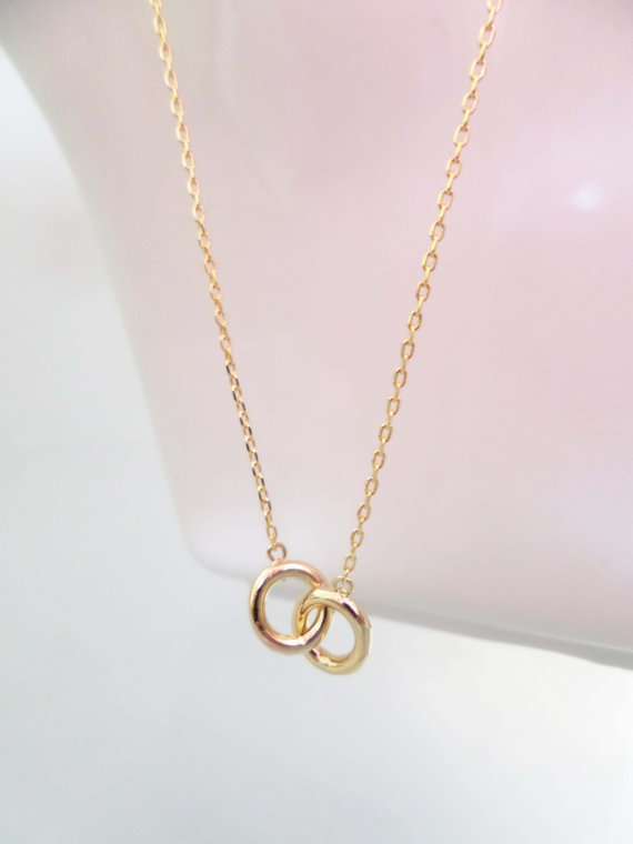 Hochzeit - Tiny Gold Eternity necklace, infinity necklace, circle necklace, love knot necklace...dainty, simple, birthday,  wedding, bridesmaid jewelry