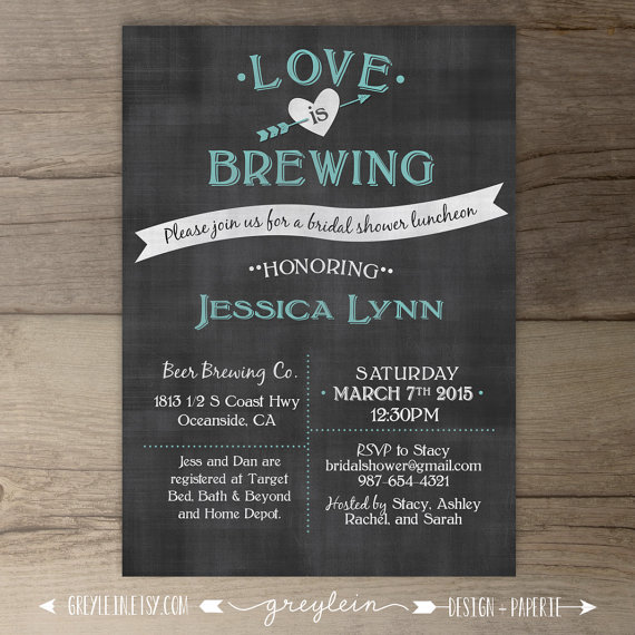 زفاف - Love is Brewing • Bridal Shower • Wedding / Engagement Party • Chalkboard Invitation • DIY Printable