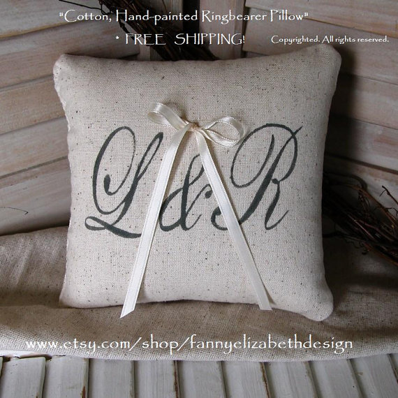 Wedding - Ring Pillow- FREE SHIPPING-Ringbearer Pillow- Weddings-Ring Pillows-Ringbearer Pillows-Shabby Chic Weddings-Rustic Weddings-Flower Girl