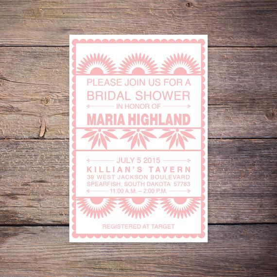 Wedding - Modern Bridal Shower Invitation, papel picado, Wedding Shower Invite, Pink, Card, Printable DIY Digital File - Maria