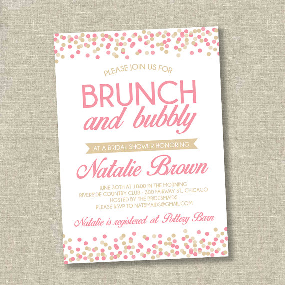 Wedding - Bridal shower invitation, wedding shower invitation, confetti bridal shower invitation, bridal shower brunch invitation, brunch and bubbly