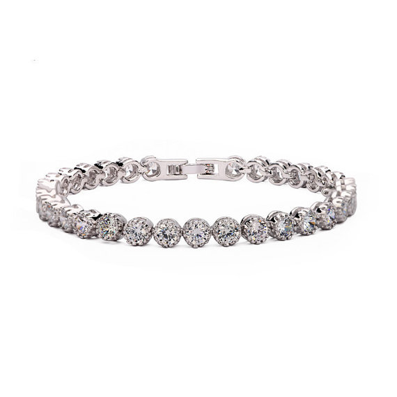 Mariage - Bridal Jewelry Bracelet, Swarovski Crystal Bracelets, Cubic Zircon Bracelet, Bridesmaid Bracelet, Wedding Bridal Silver Bracelet