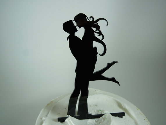 Wedding - Bride and Groom Wedding Cake Topper Silhouette