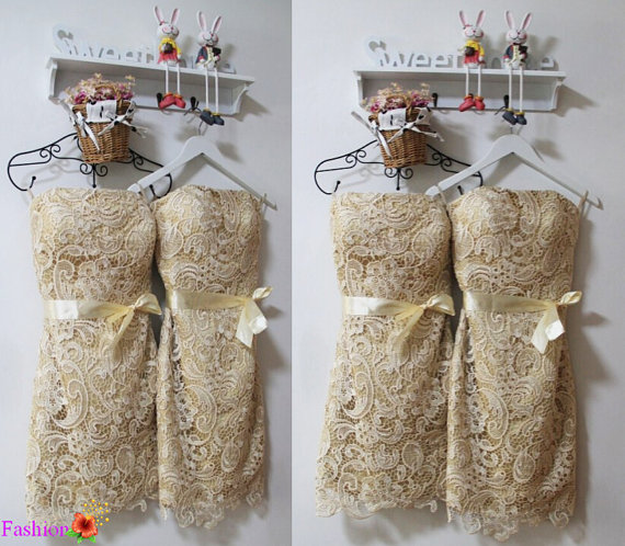 Mariage - Lace Bridesmaid Dress,Champagne Bridesmaid Dress,Short Lace Dress,Bridesmaid Dress,Bridesmaid Dress,Short Lace Dress,LaceBridesmaid Dress