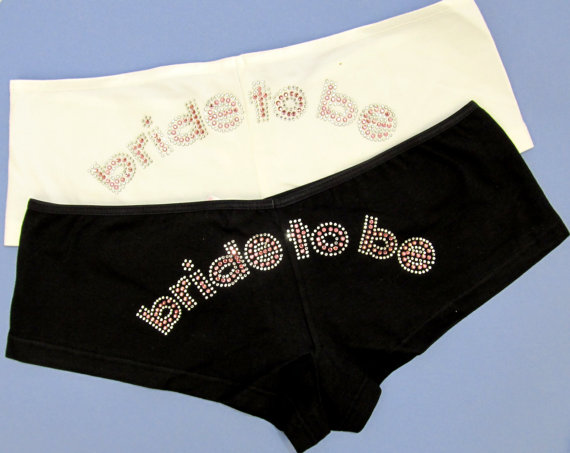 Mariage - Bride To Be Rhinestone Bride Boyshort - Bridal Hotshort - Bridal Lingerie - Bridal Underwear with Crystals