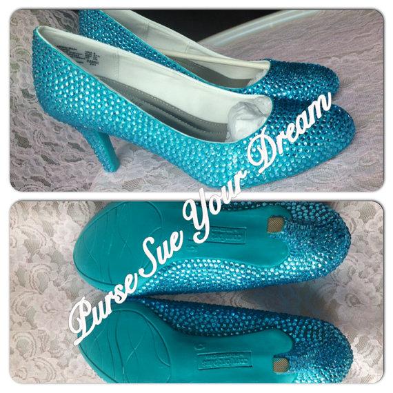 Свадьба - Custom Crystal Rhinestone Bridal Heels - Custom Heels - Prom/Bridesmaid/Wedding Heel Shoes - Swarovski Heels