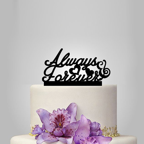 Mariage - WEDDING Cake Toppers "Always Forever" cake topper, custom color cake topper, funny cake toppers, monogram cake topper, cake toppers