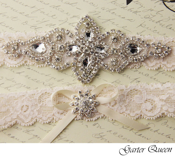 Wedding - BEST SELLER Ivory Lace Wedding Garter, Ivory Bridal Garter, Wedding Garter Set, Lace Bridal Garter Set, Ivory Bridal Garter Belt