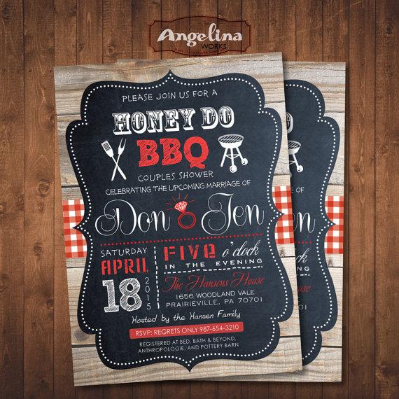 Wedding - Honey Do Shower Invitation. Couples BBQ. Digital Printable Card