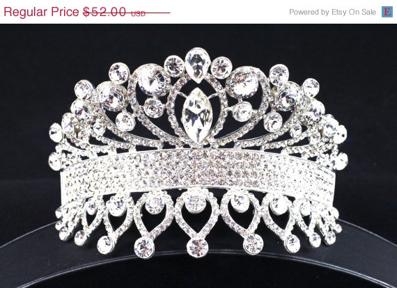 Hochzeit - SPRING SALE Rhinestone Crystal Crown Bridal Tiara, Crystal Wedding Rhinestone Hair Accessory ~ ET 08