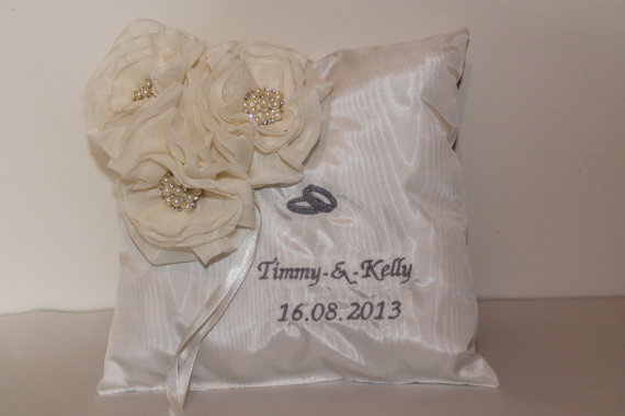 Свадьба - Stardust Wedding Ring Pillow - Embroidered Ring Pillow - Available in all colours - 15% Discount included