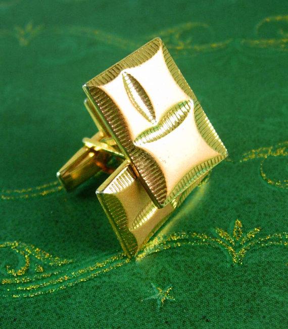 Свадьба - Jazzy Gold Filled Cufflinks Vintage Wedding Formal Wear Cuff Links Pat # 2,974,381 Cuff Jewelry