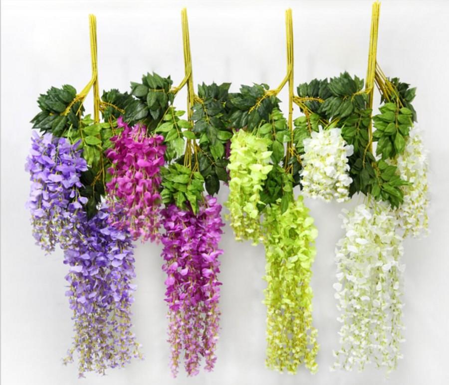 Wedding - 100cm Length Hanging Wisteria Flower Wedding Flower Party Decorative Glicine Flower Online with $2.62/Piece on Hjklp88's Store 