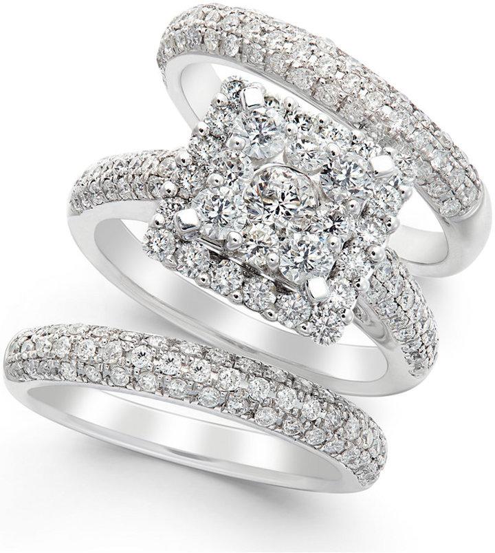 Hochzeit - Diamond Bridal Set in 14k White Gold (2-2/3 ct. t.w.)