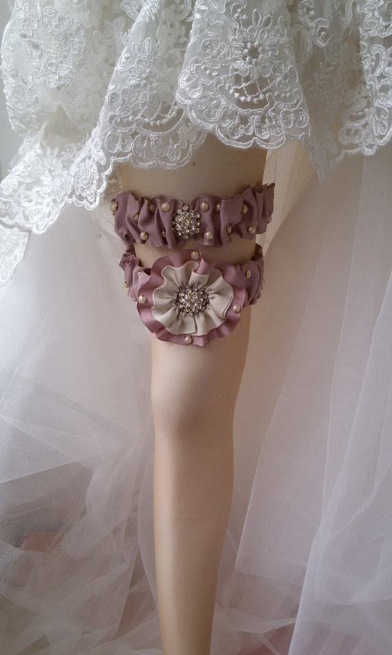 Hochzeit - Wedding leg garter, Wedding Garter Set , Ribbon Garter Set , Wedding Accessory, Pink Lace accessories, Bridal garter
