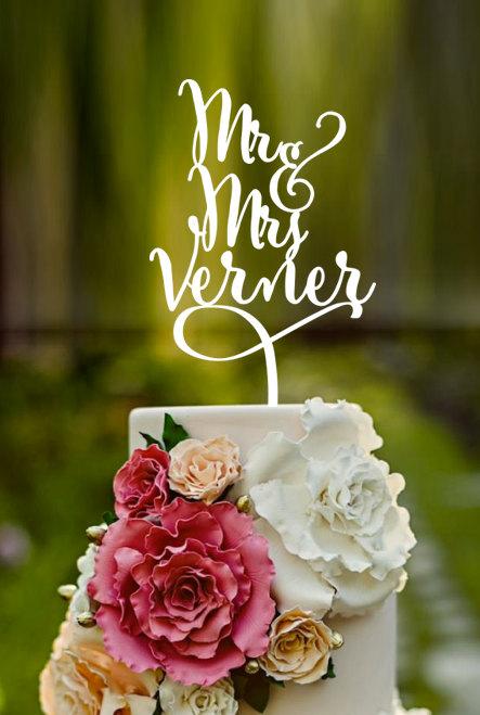 Wedding - Mr & Mrs Verner, Custom Cake Topper, Engagement cake, Wedding Cake Topper, cake topper, name cake topper, Mr and Mrs, love cake topper