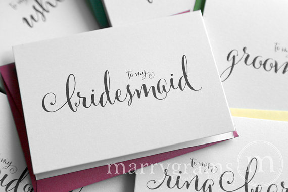 Hochzeit - Thank You Cards for Bridesmaid, Maid of Honor, Groomsman, Flower Girl, To My Wedding party Notes- Wedding Thank You Cards Bridal Party CS07