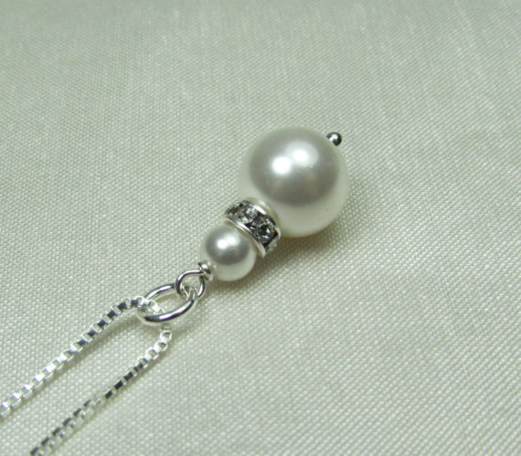 Свадьба - Pearl Bridal Necklace - Custom Swarovski Crystal Pearl Bridal Jewelry - Bridesmaid Wedding Jewelry