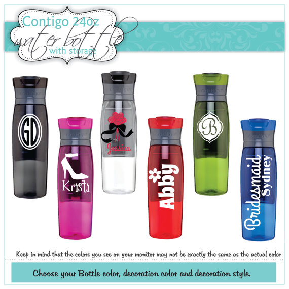 Wedding - 5 Contigo Water Bottles Personalized,  Bridesmaid Gifts, Groomsmen Gift, Personalized Water Bottle, Personalized Bridesmaid Gift