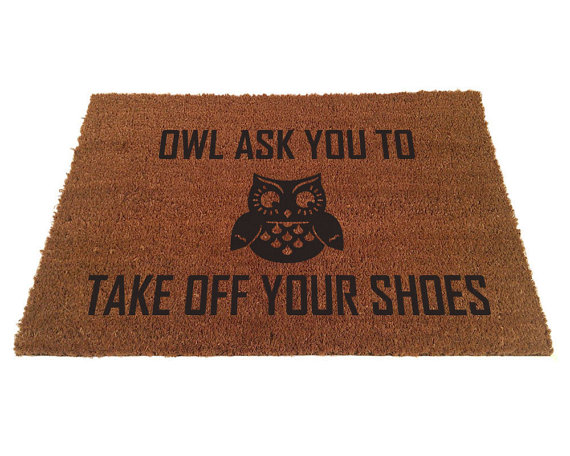 Mariage - LARGE Owl Ask You To Take Off Your Shoes Doormat