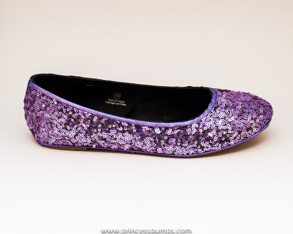 زفاف - Lavender Purple Sequin Slipper Ballet Flats Custom Shoes