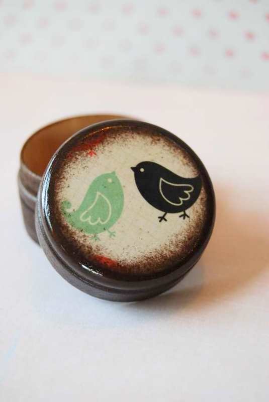 Mariage - Black and Teal Love Birds  Pill Box