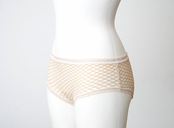 Свадьба - White and champagne low waist panties dead stock Vintage