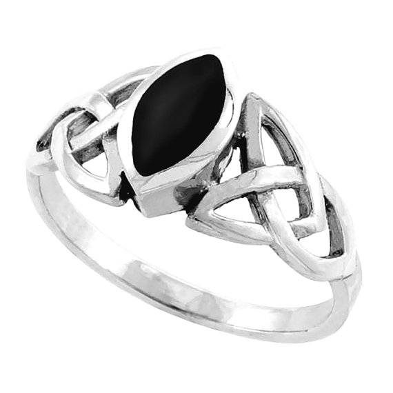 Wedding - Celtic Engagement Ring, Onyx Ring,  Celtic Knot Ring, Onyx Celtic Ring, Solitaire Ring, Onyx Celtic Knot Statement Engagement Ring