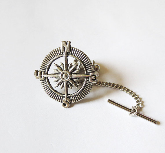 Wedding - Graduation Gift.Men's Accessories Popular Gifts----Compass Tie Tack/Tie Pin--Valentine's Gift..Groomsmen Gift.Father's Day gift