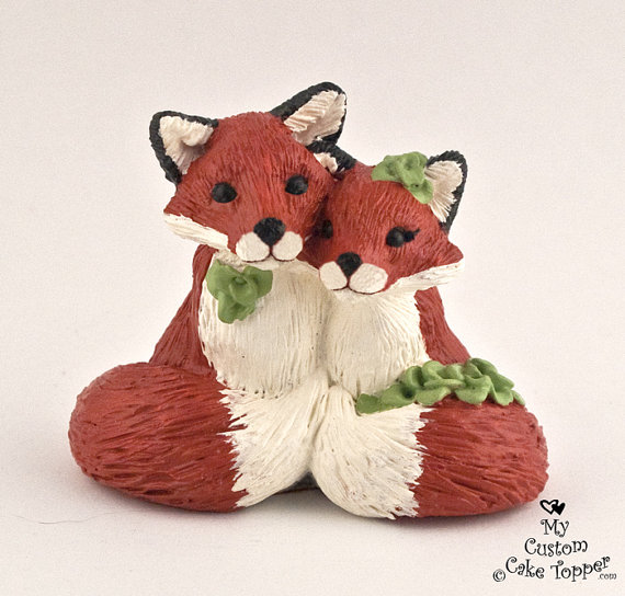 Wedding - Fox in Love Custom Wedding Cake Topper